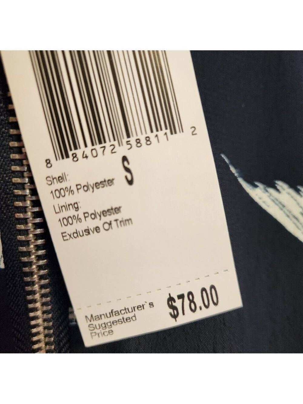 PHILOSOPHY NAVY BLUE HUMMINGBIRD PRINT LIGHTWEIGHT BOMBER JACKET NWT SMALL - Picture 6 of 8